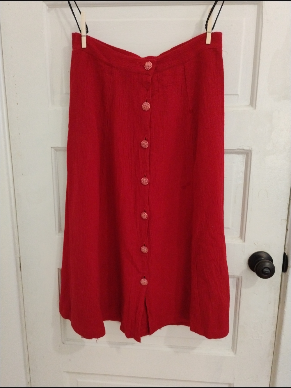 Teddi Red Button-Front A-Line Skirt